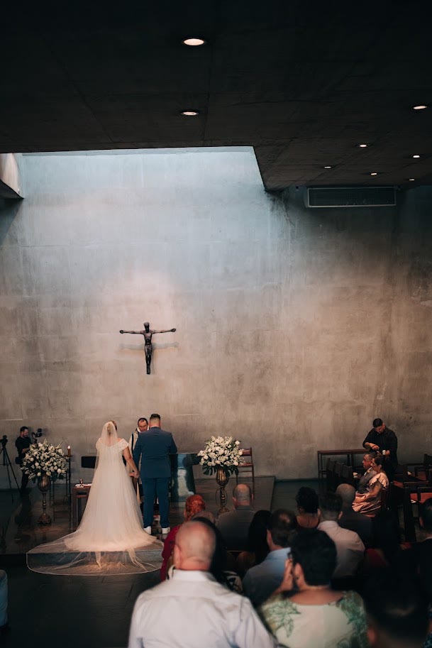 Nossa cerimônia de casamento dentro do Mosteiro de São Bento